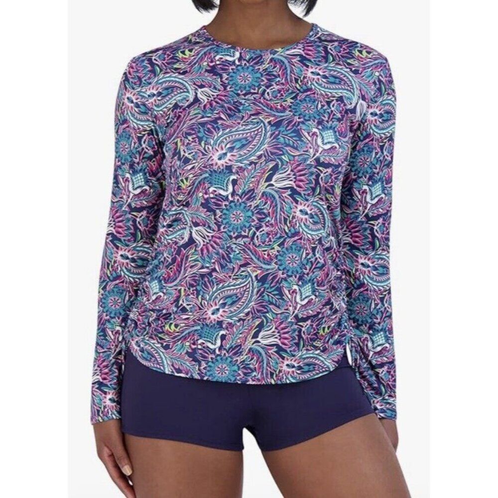 Caribbean Joe Standard Long Sleeve Rashguard Size Small Swim Shirt Protection *